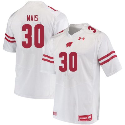 Men's Wisconsin Badgers NCAA #30 Tyler Mais White Authentic Under Armour Stitched College Football Jersey LF31Z53CV